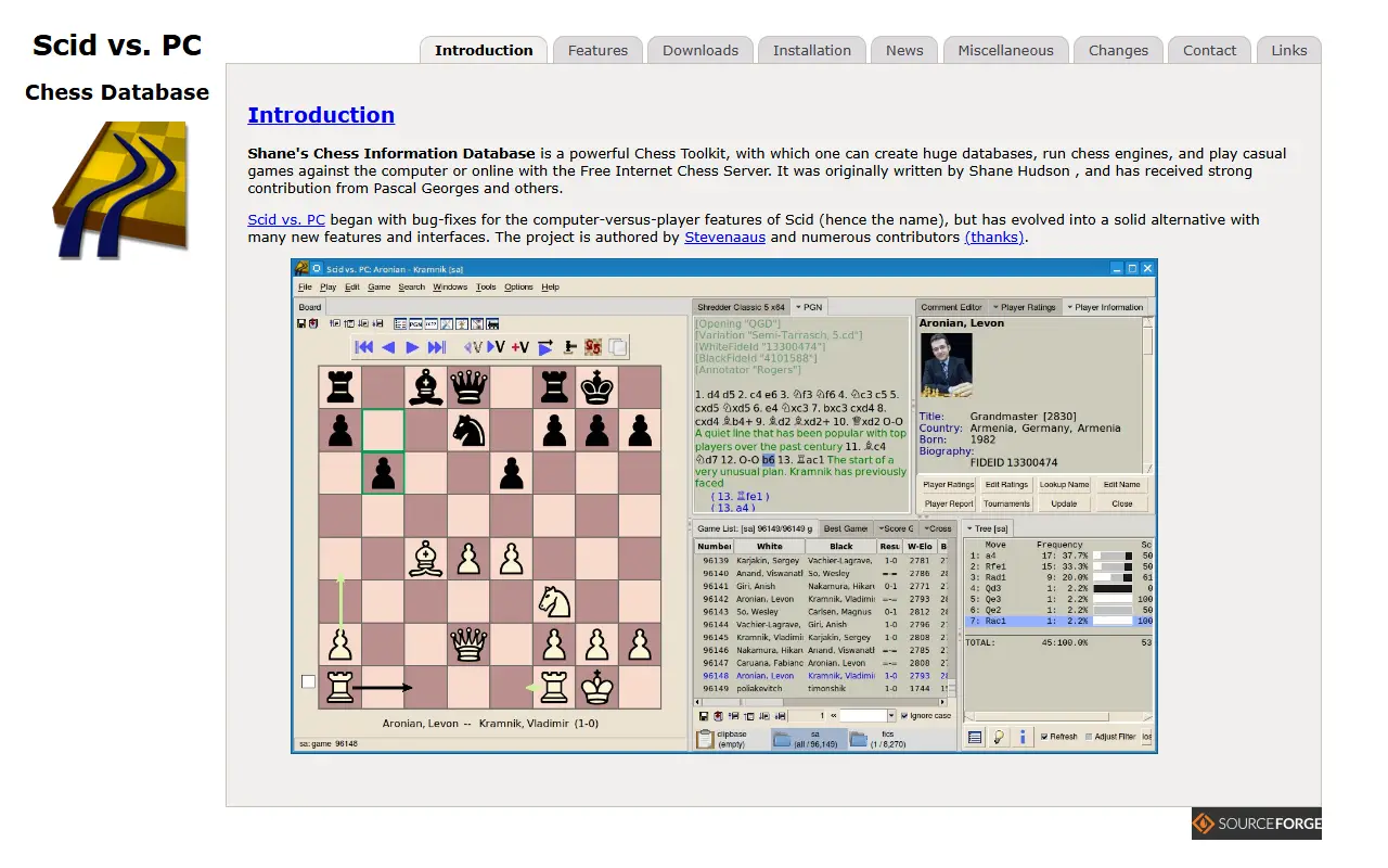 Scid vs. PC homepage screenshot
