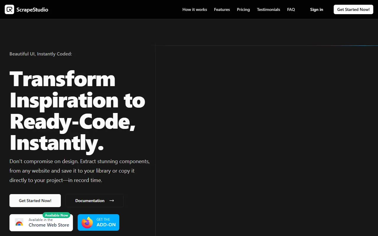 ScrapeStudio homepage screenshot