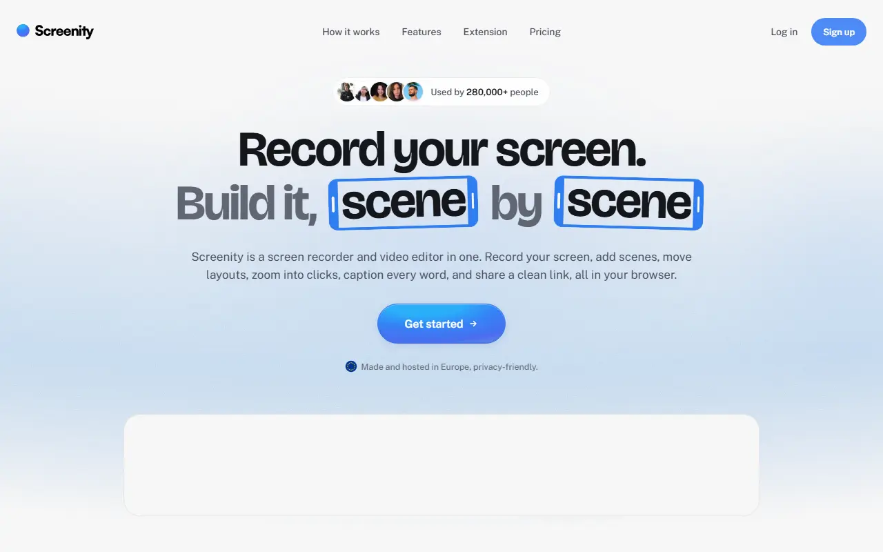 Screenity homepage screenshot