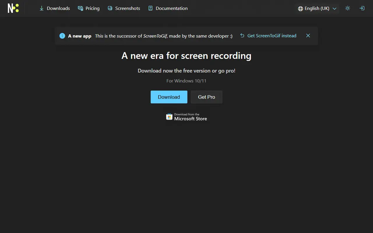ScreenToGif homepage screenshot