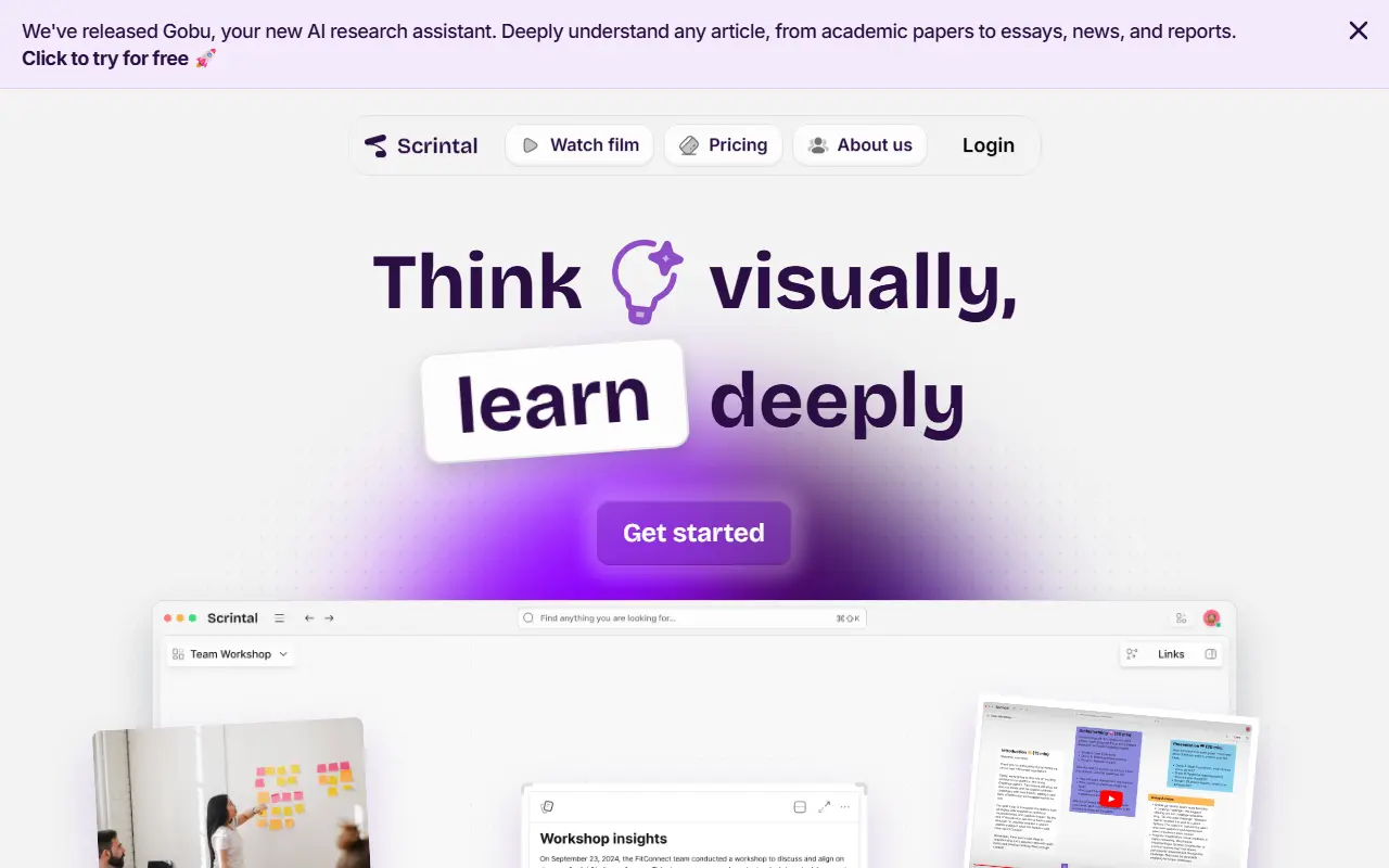Scrintal homepage screenshot