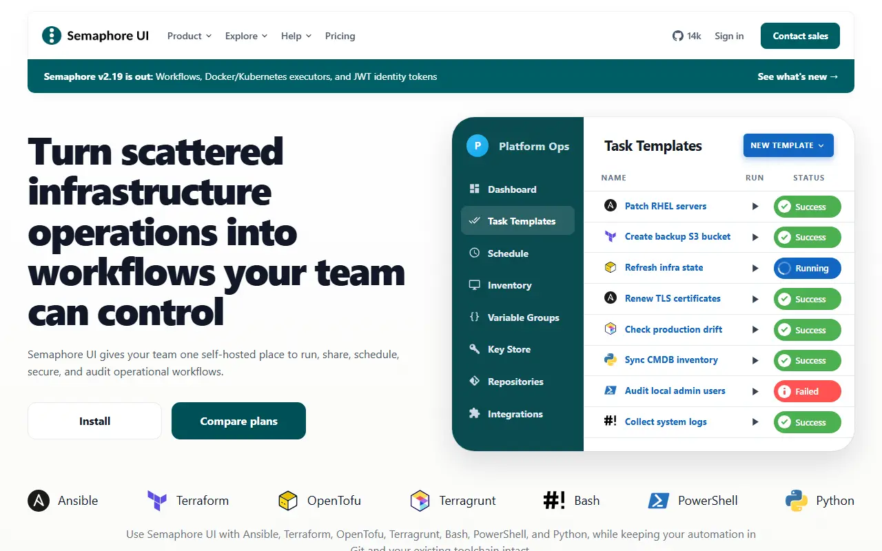 Semaphore UI homepage screenshot