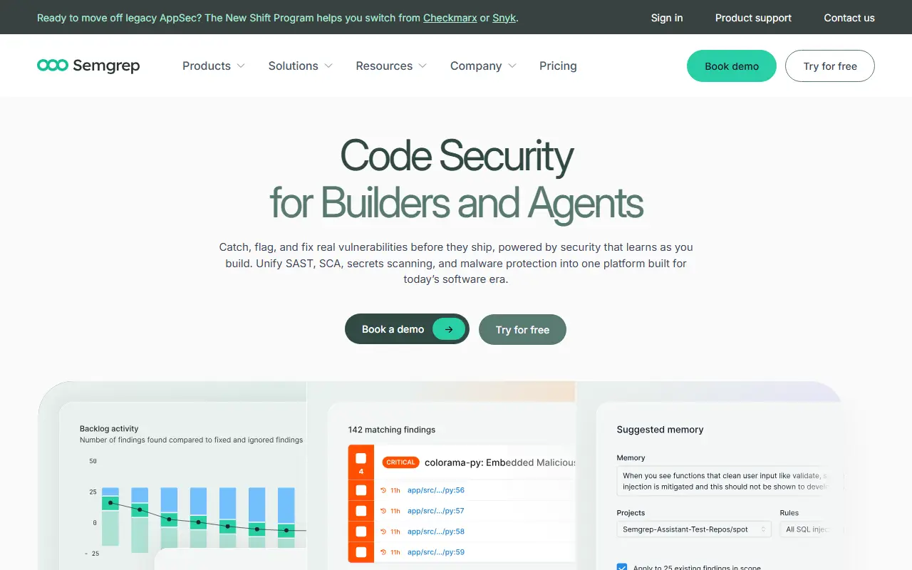 Semgrep homepage screenshot
