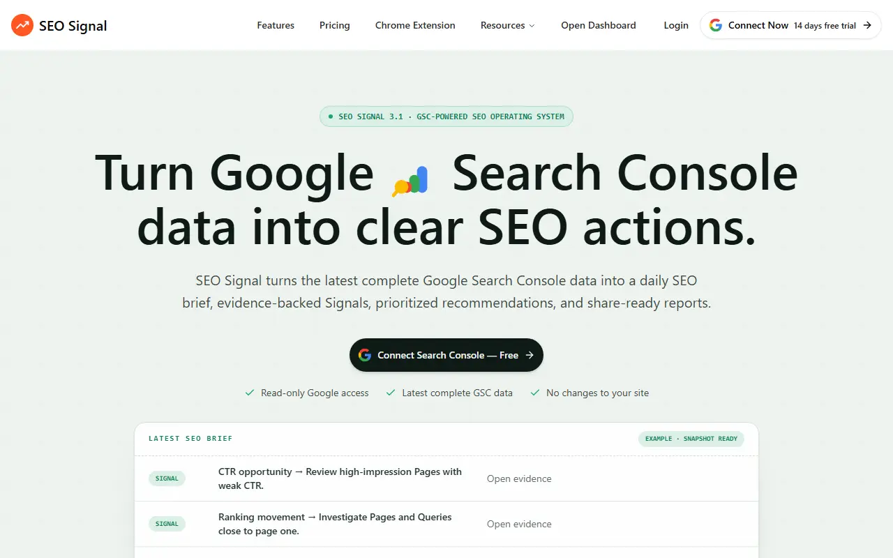 SEO Signal homepage screenshot