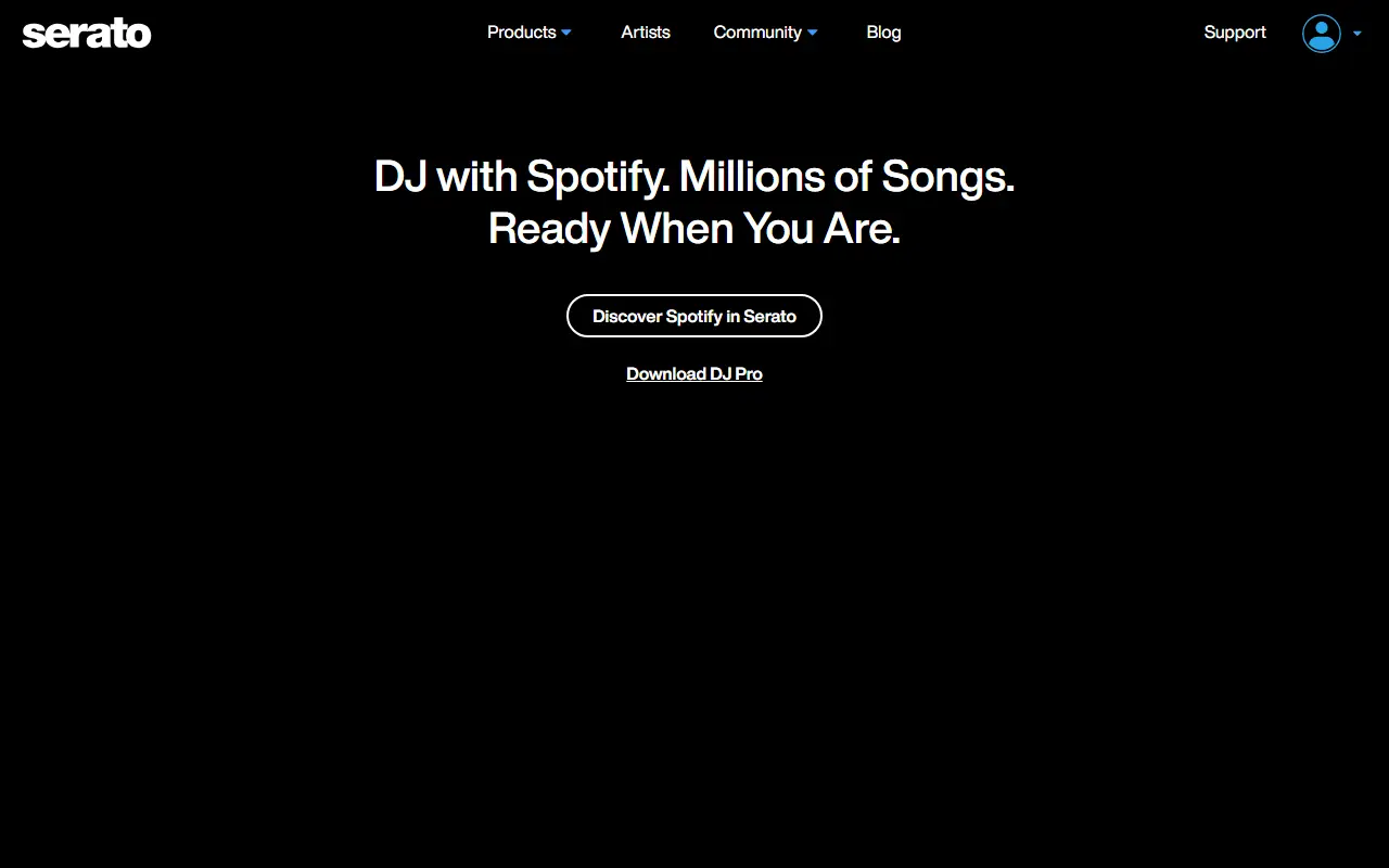 Serato DJ homepage screenshot