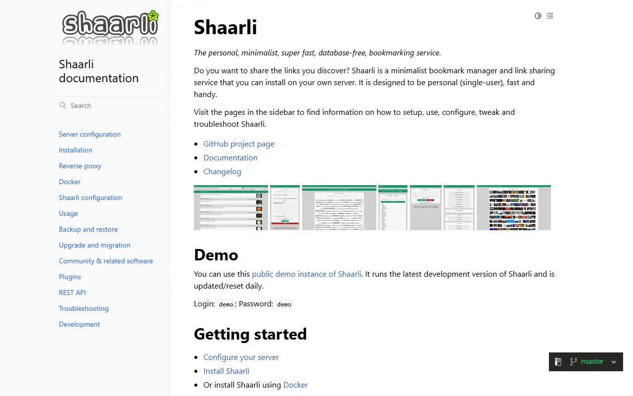 Shaarli homepage screenshot