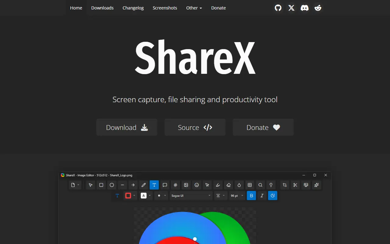 ShareX homepage screenshot