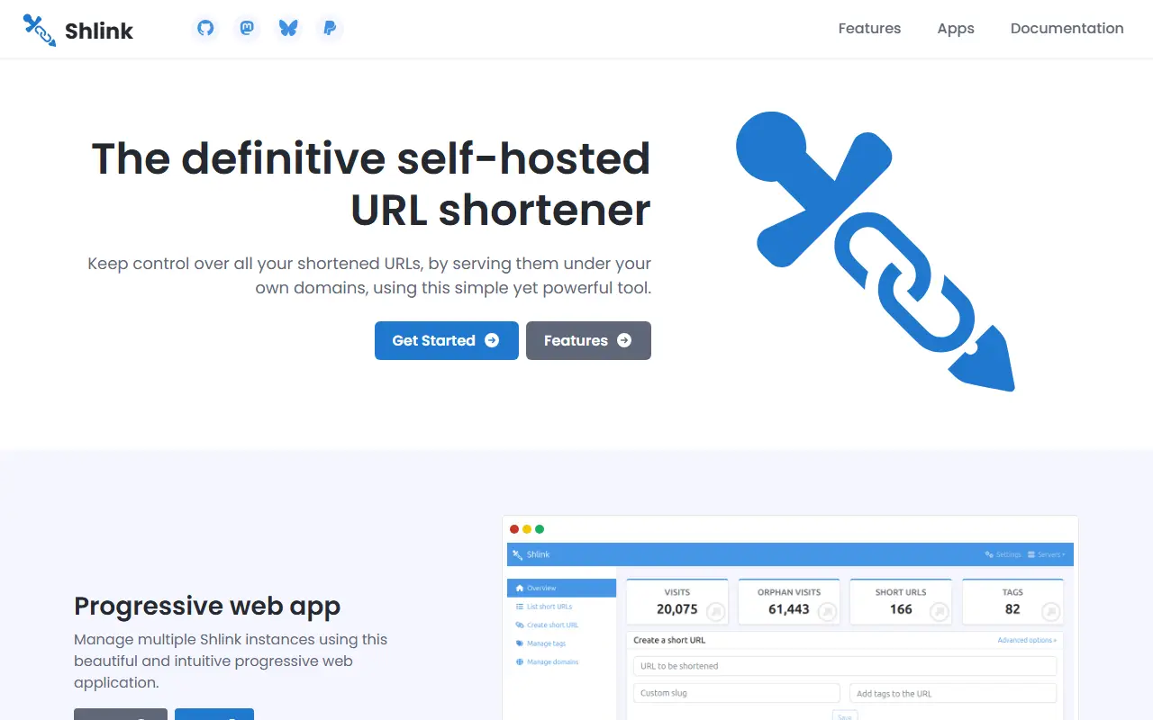 Shlink homepage screenshot