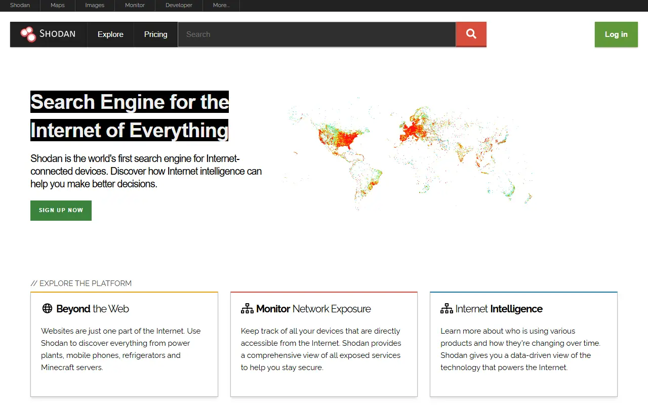 Shodan homepage screenshot