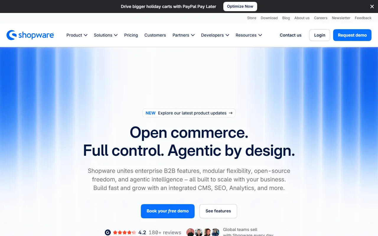 Shopware homepage screenshot