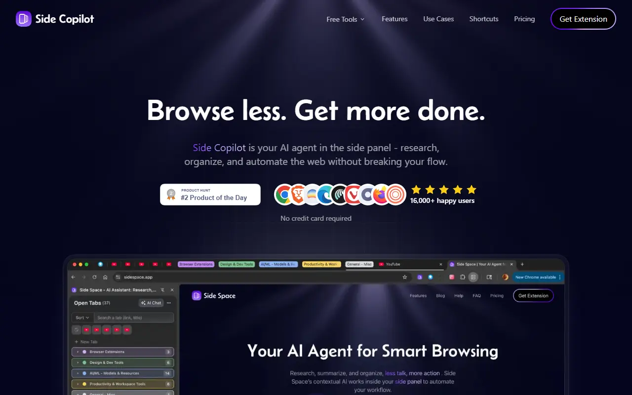Side Copilot homepage screenshot