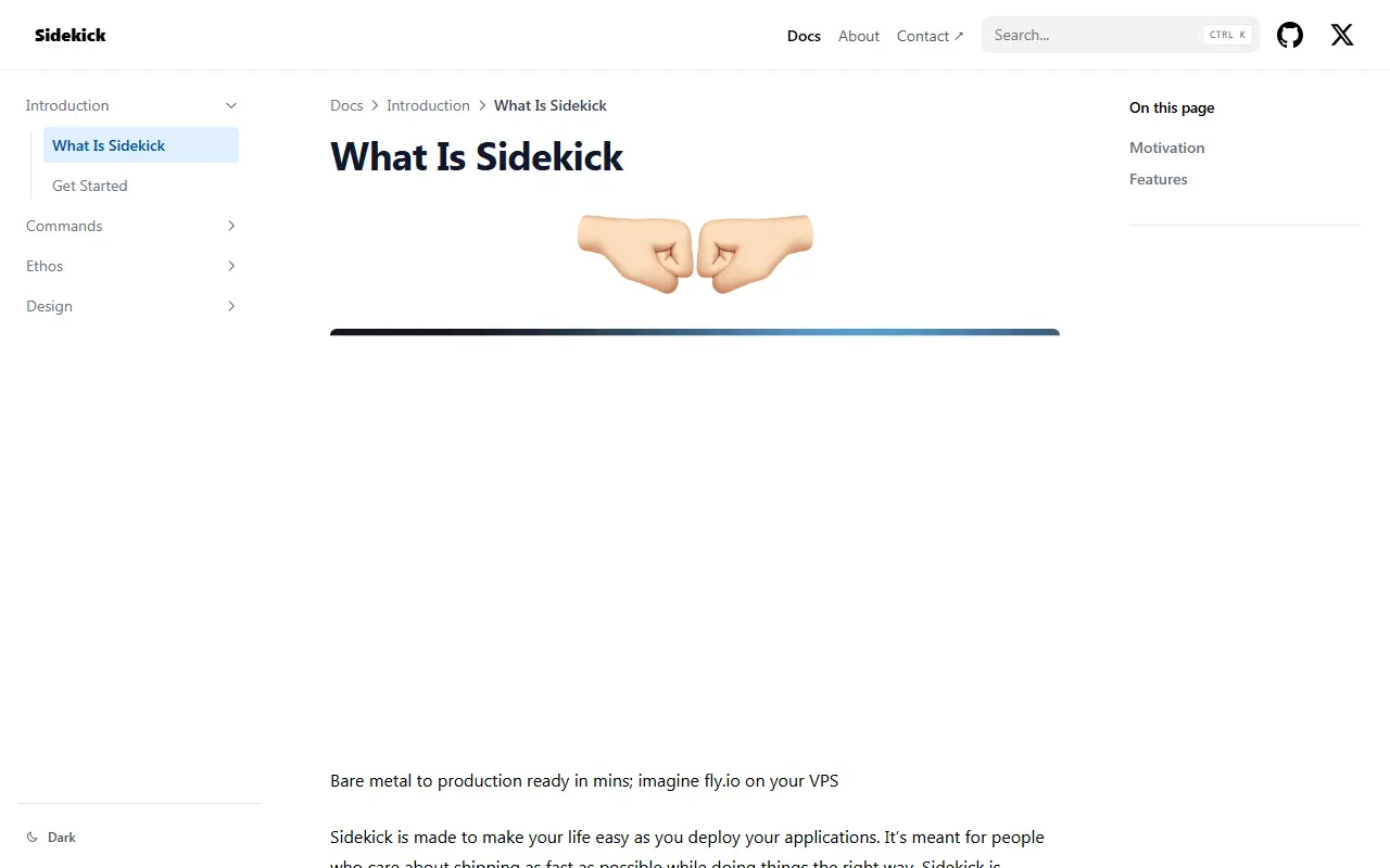 Sidekick homepage screenshot