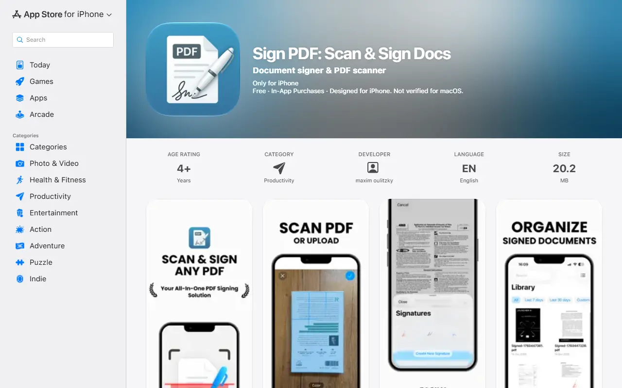 Sign PDF Electronic Signature homepage screenshot