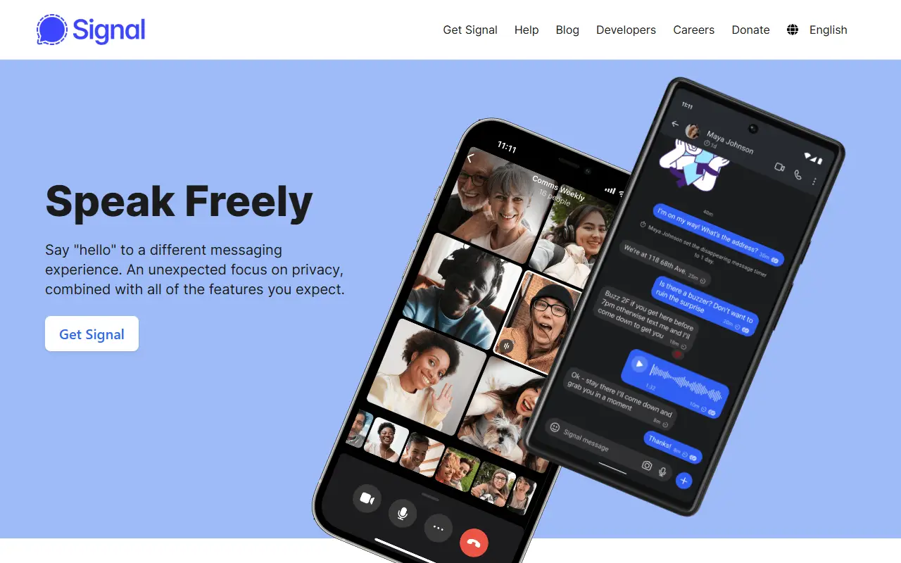 Signal Android homepage screenshot