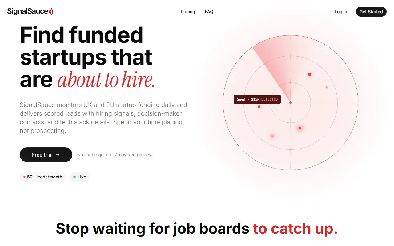 SignalSauce homepage screenshot