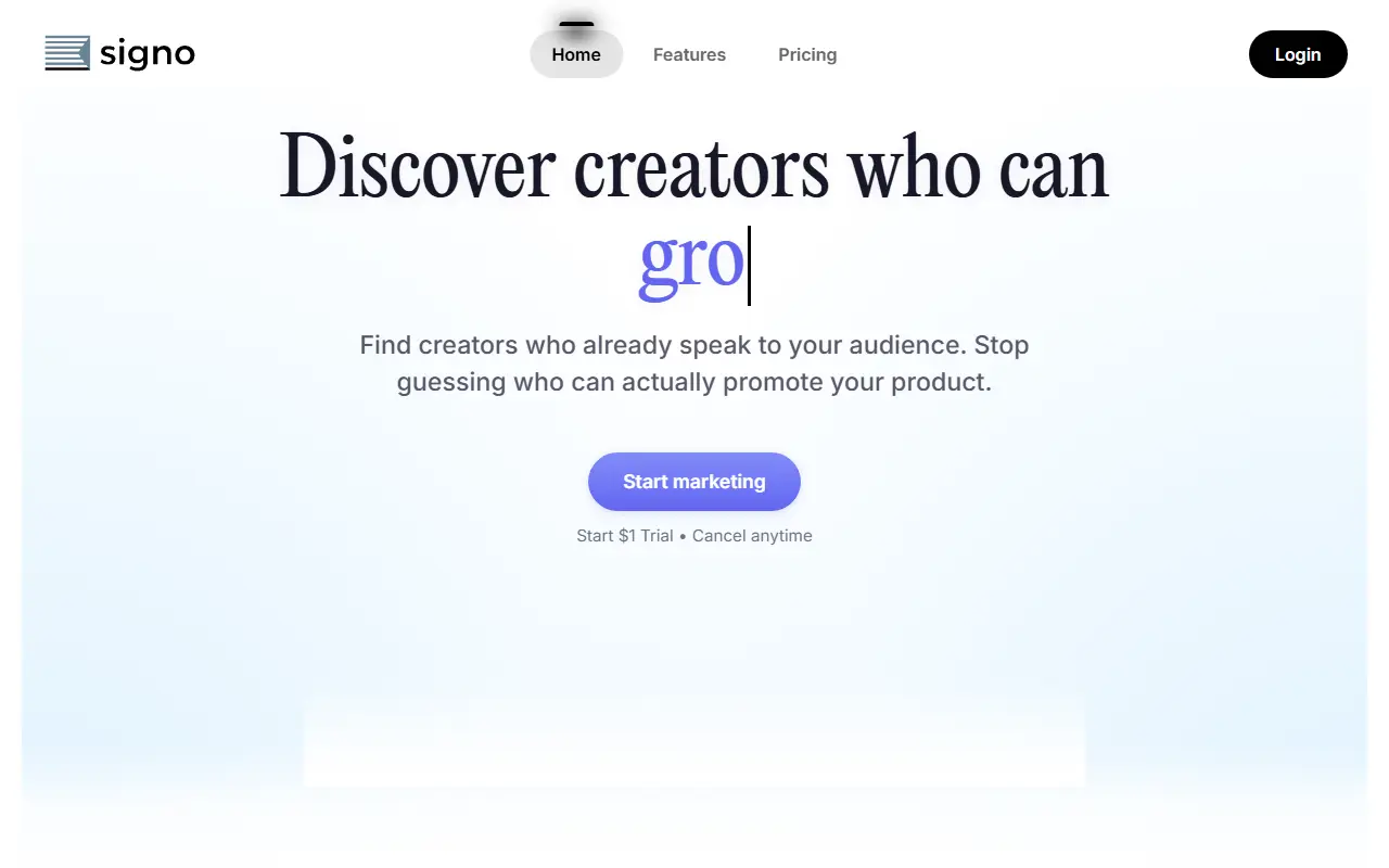 Signo homepage screenshot