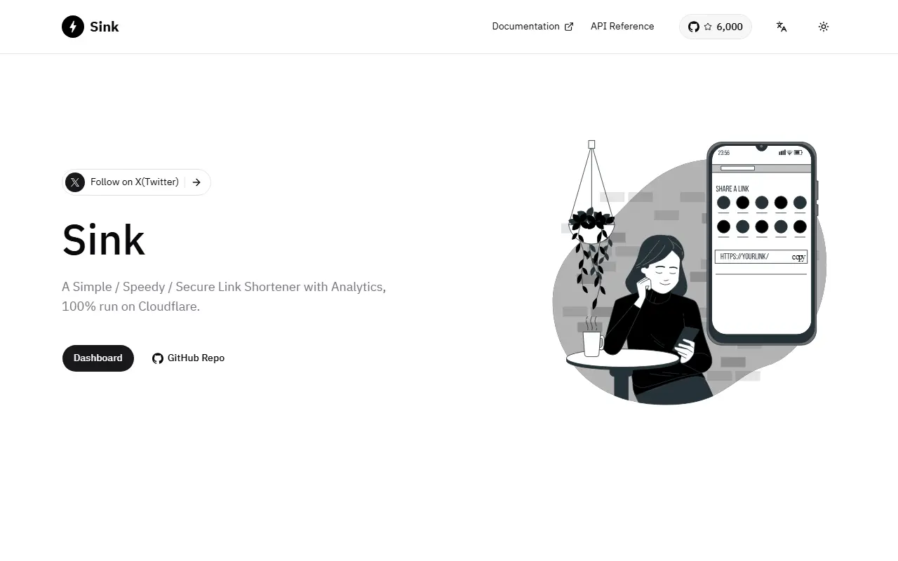 Sink homepage screenshot