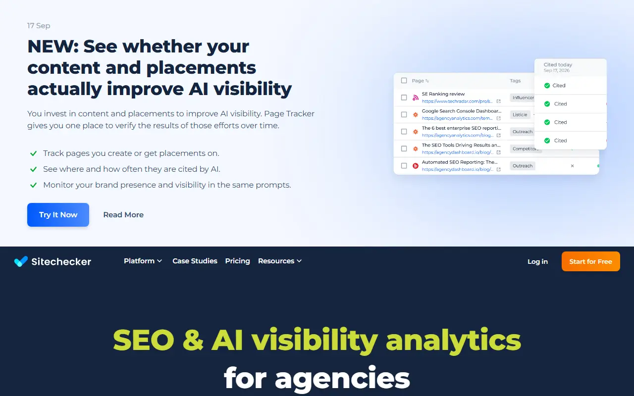 Sitechecker homepage screenshot
