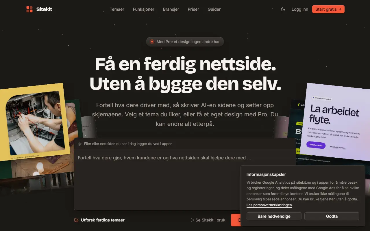 sitekit.no homepage screenshot