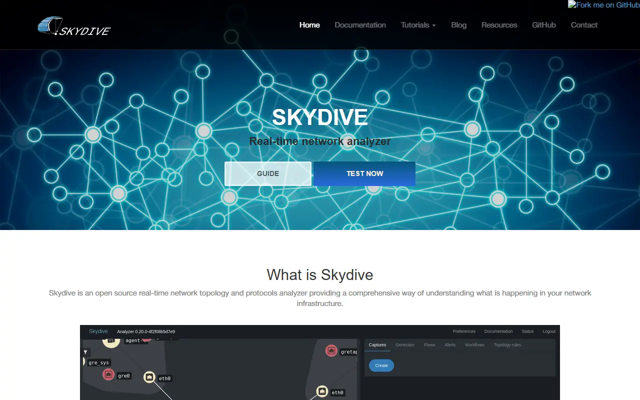 Skydive homepage screenshot