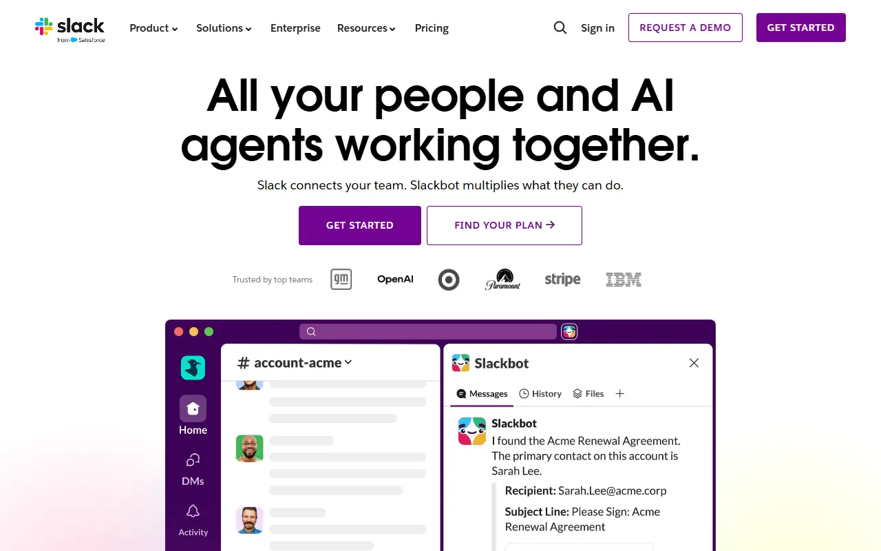 Slack homepage screenshot