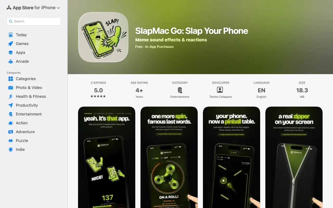 SlapMac Go homepage screenshot