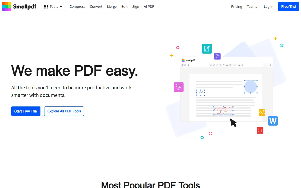 Smallpdf homepage screenshot