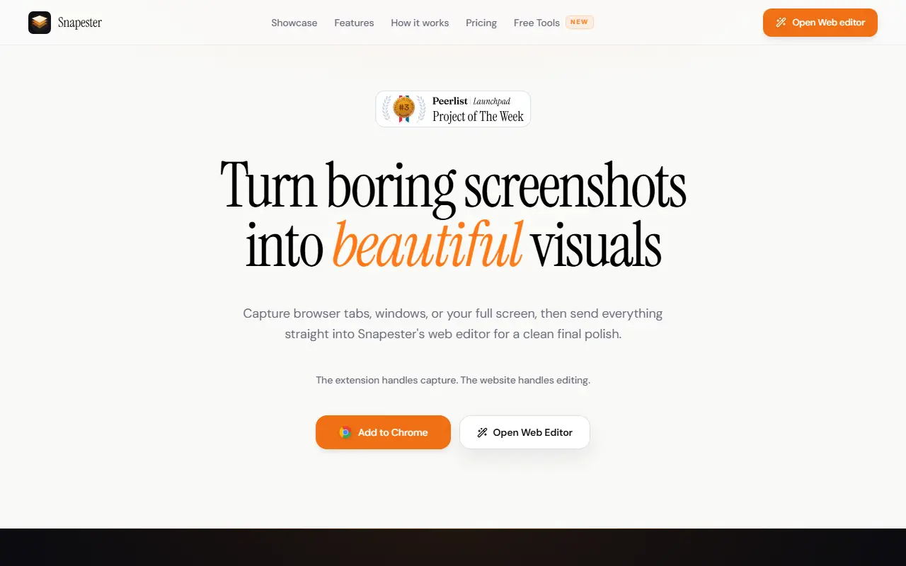 Snapester homepage screenshot