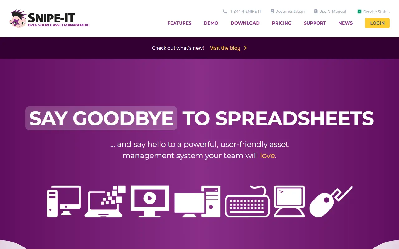 Snipe-IT homepage screenshot