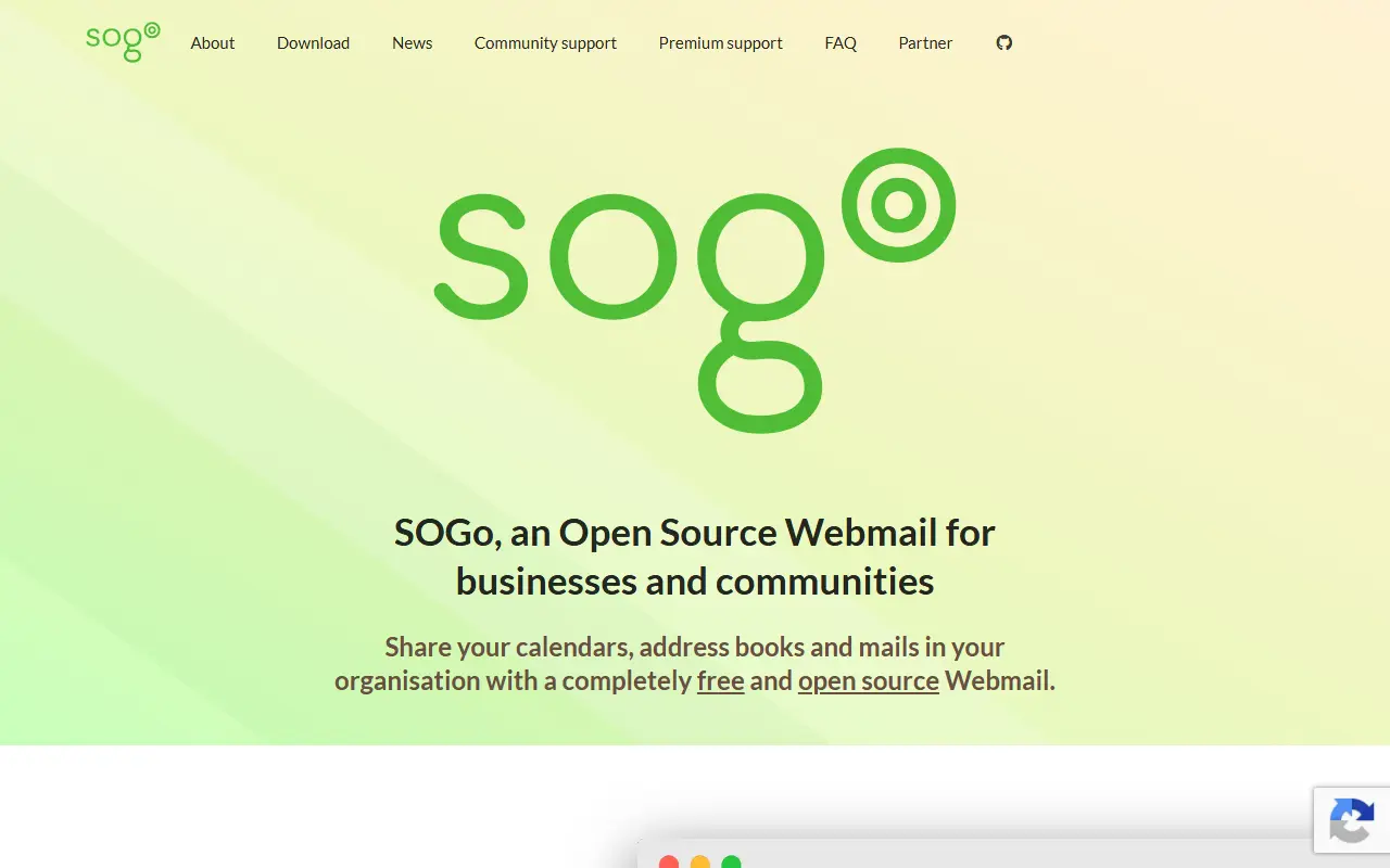 SOGo homepage screenshot