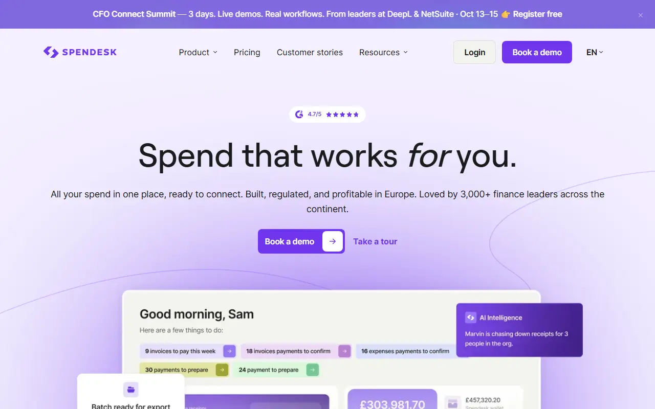 Spendesk homepage screenshot