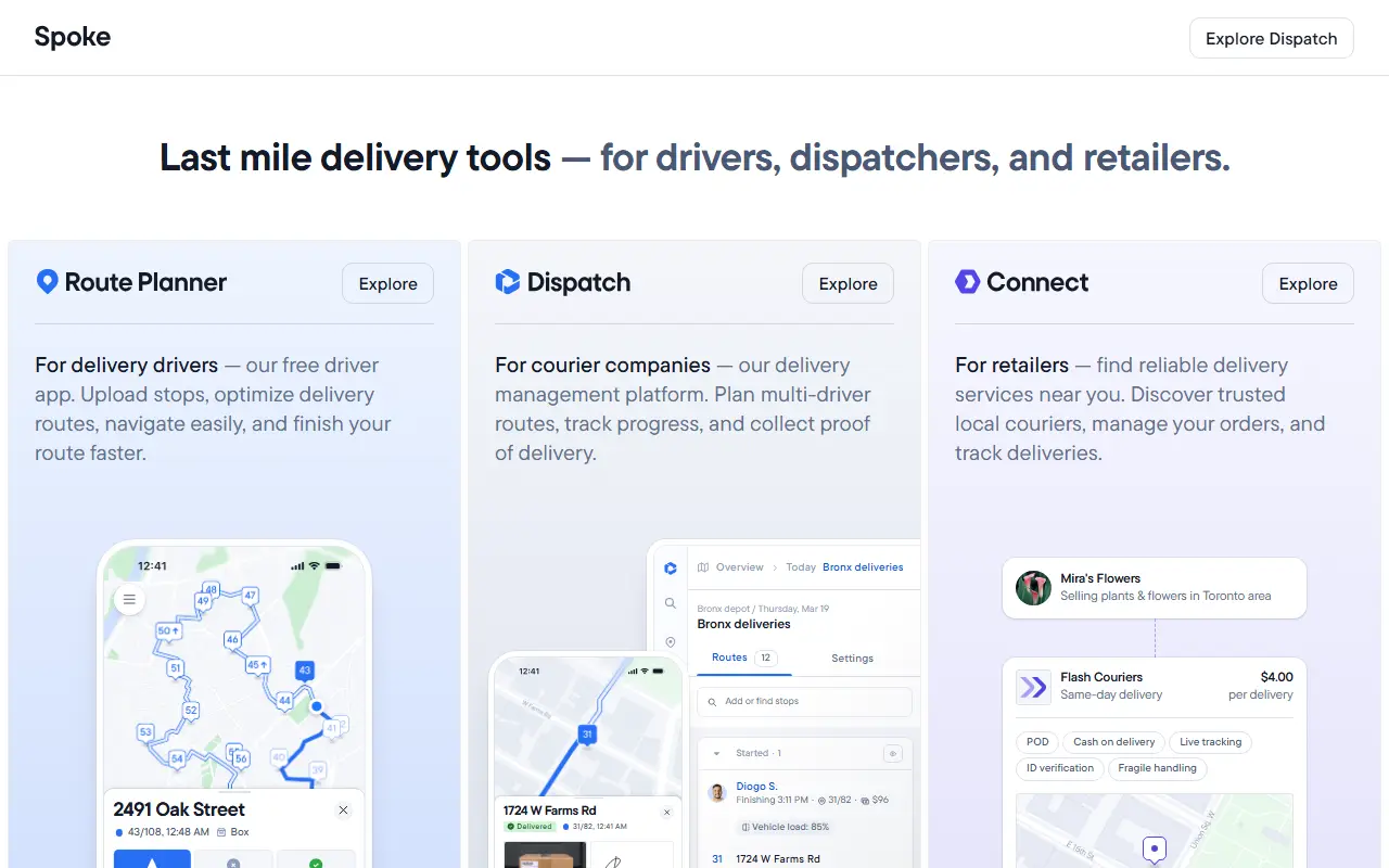 Spoke homepage screenshot