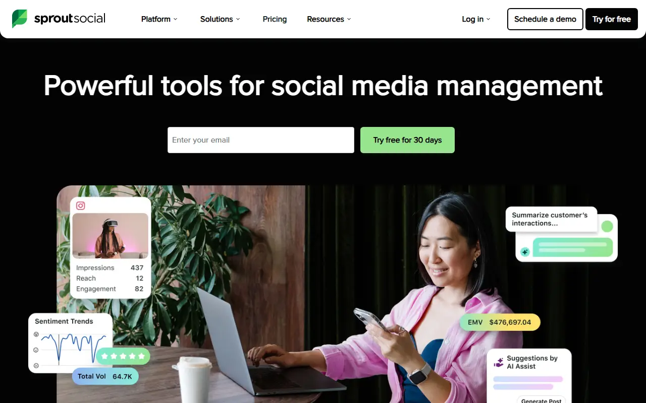 Sprout Social homepage screenshot