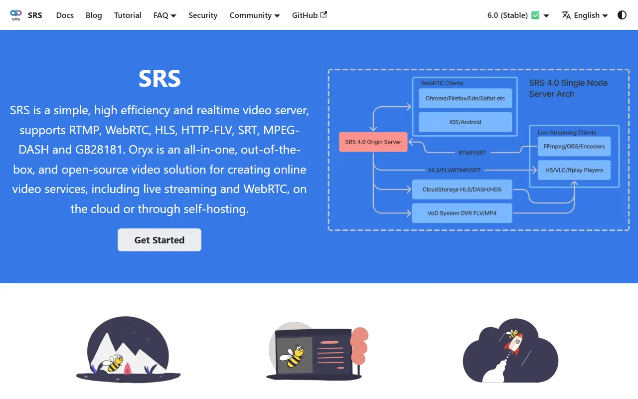 SRS homepage screenshot