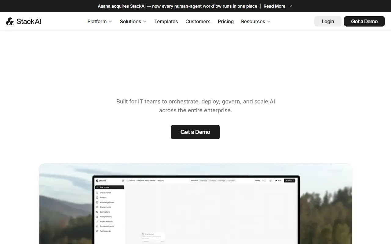 Stack AI homepage screenshot