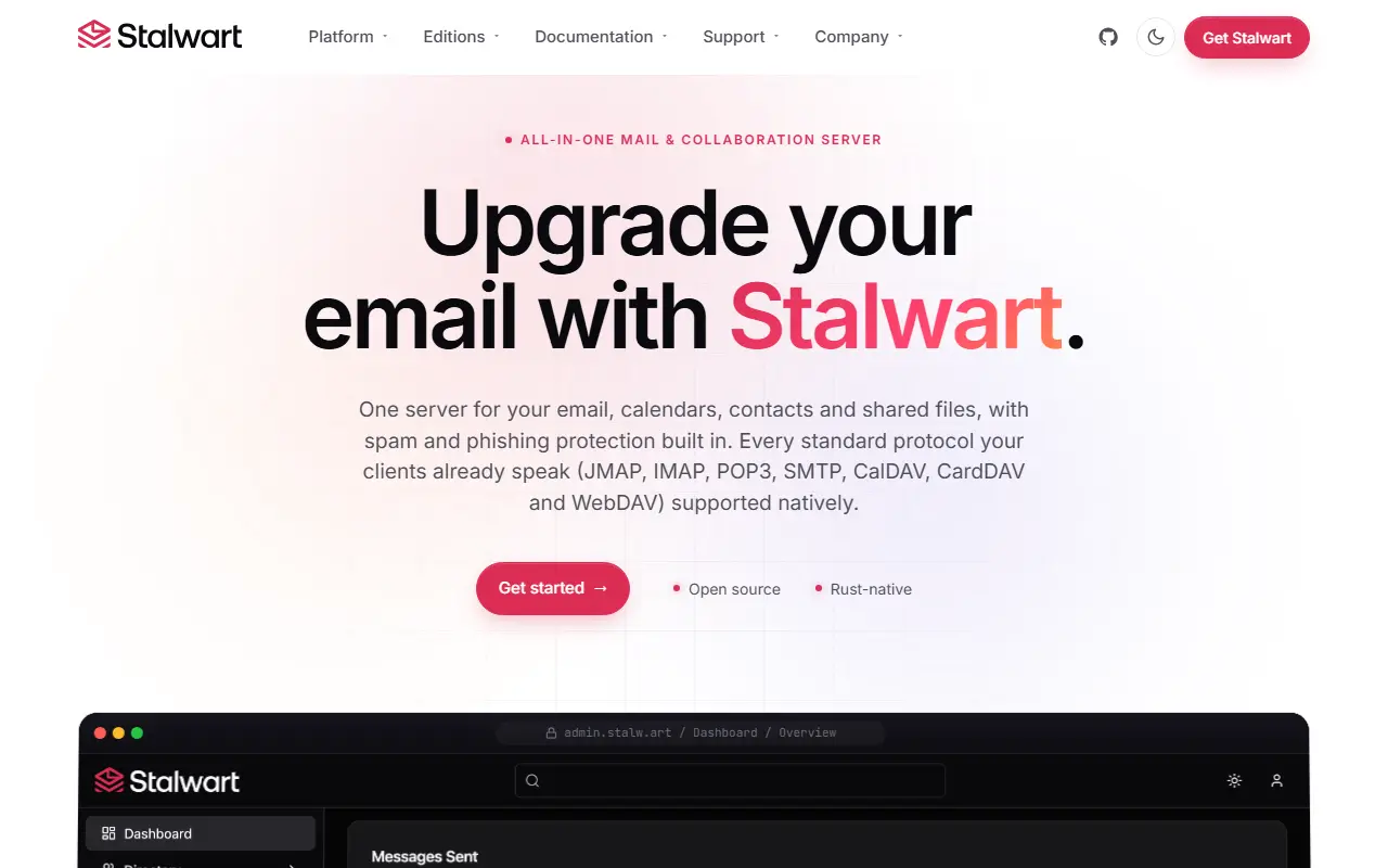 Stalwart homepage screenshot