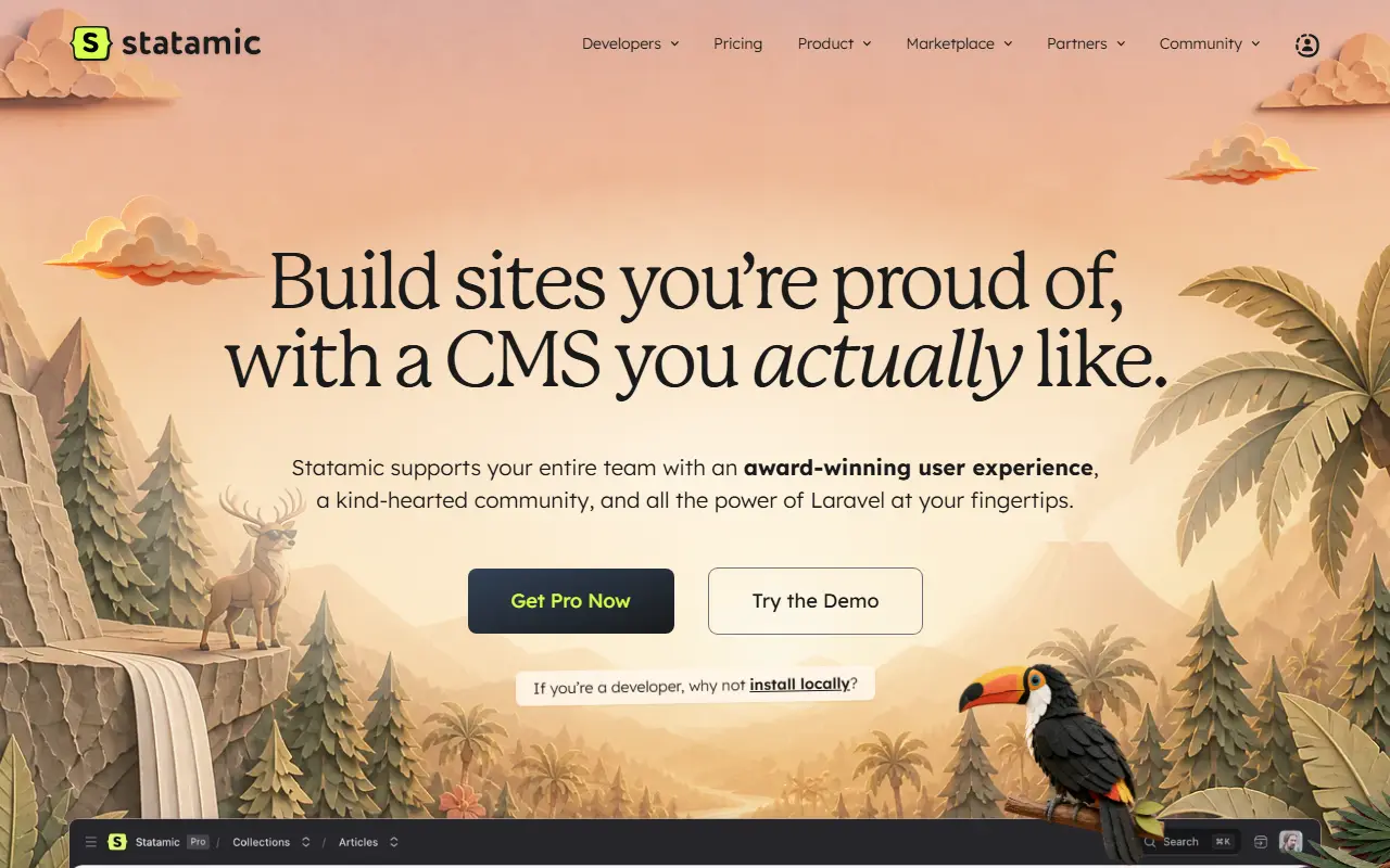 Statamic homepage screenshot