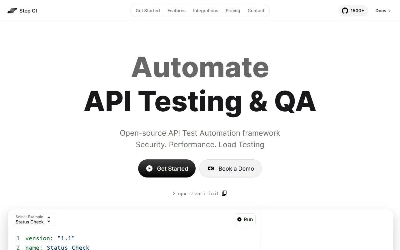 Step CI homepage screenshot