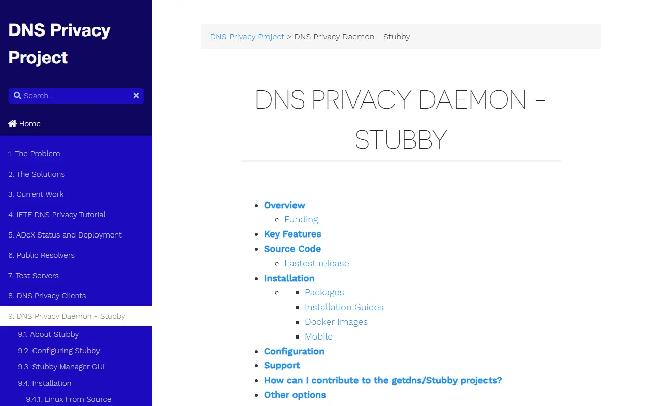 Stubby homepage screenshot