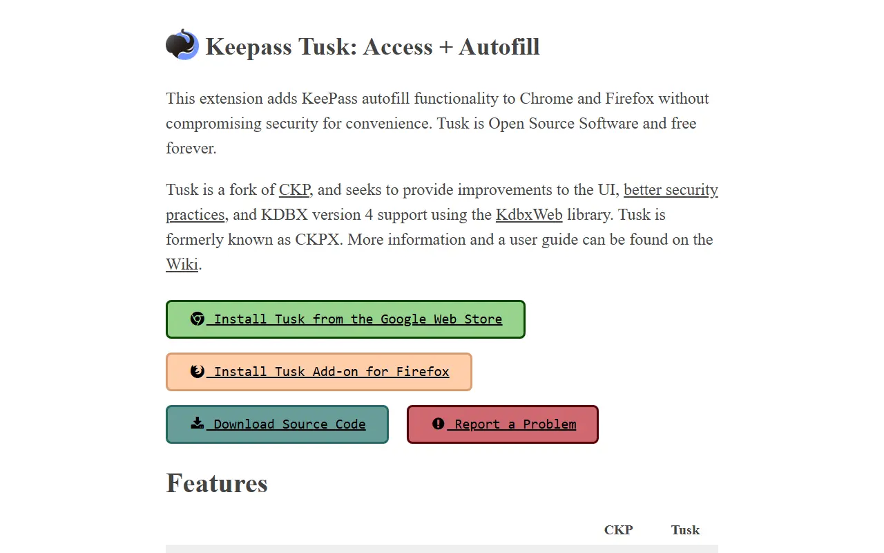 Tusk homepage screenshot