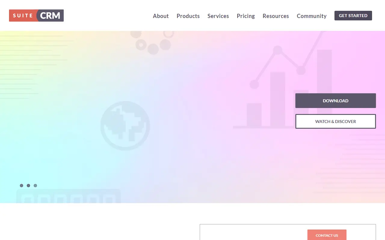 SuiteCRM homepage screenshot