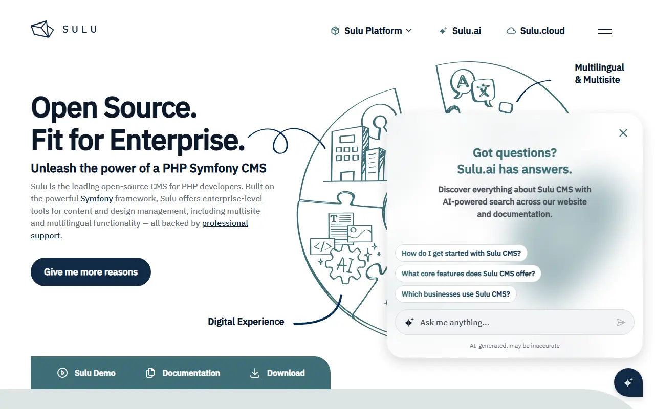 Sulu homepage screenshot