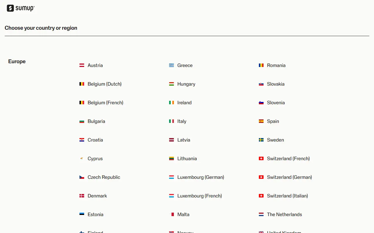 SumUp homepage screenshot