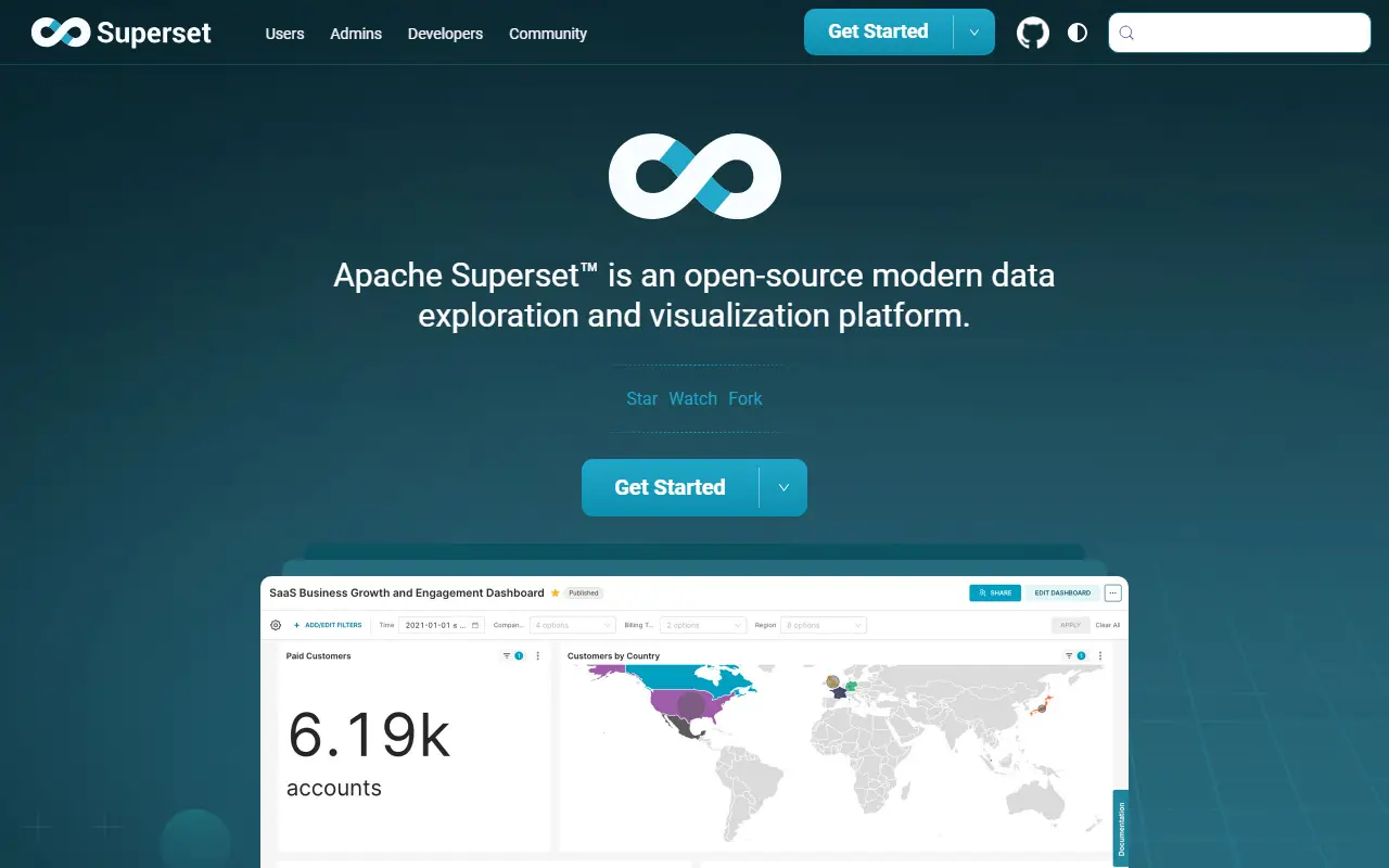 Superset homepage screenshot