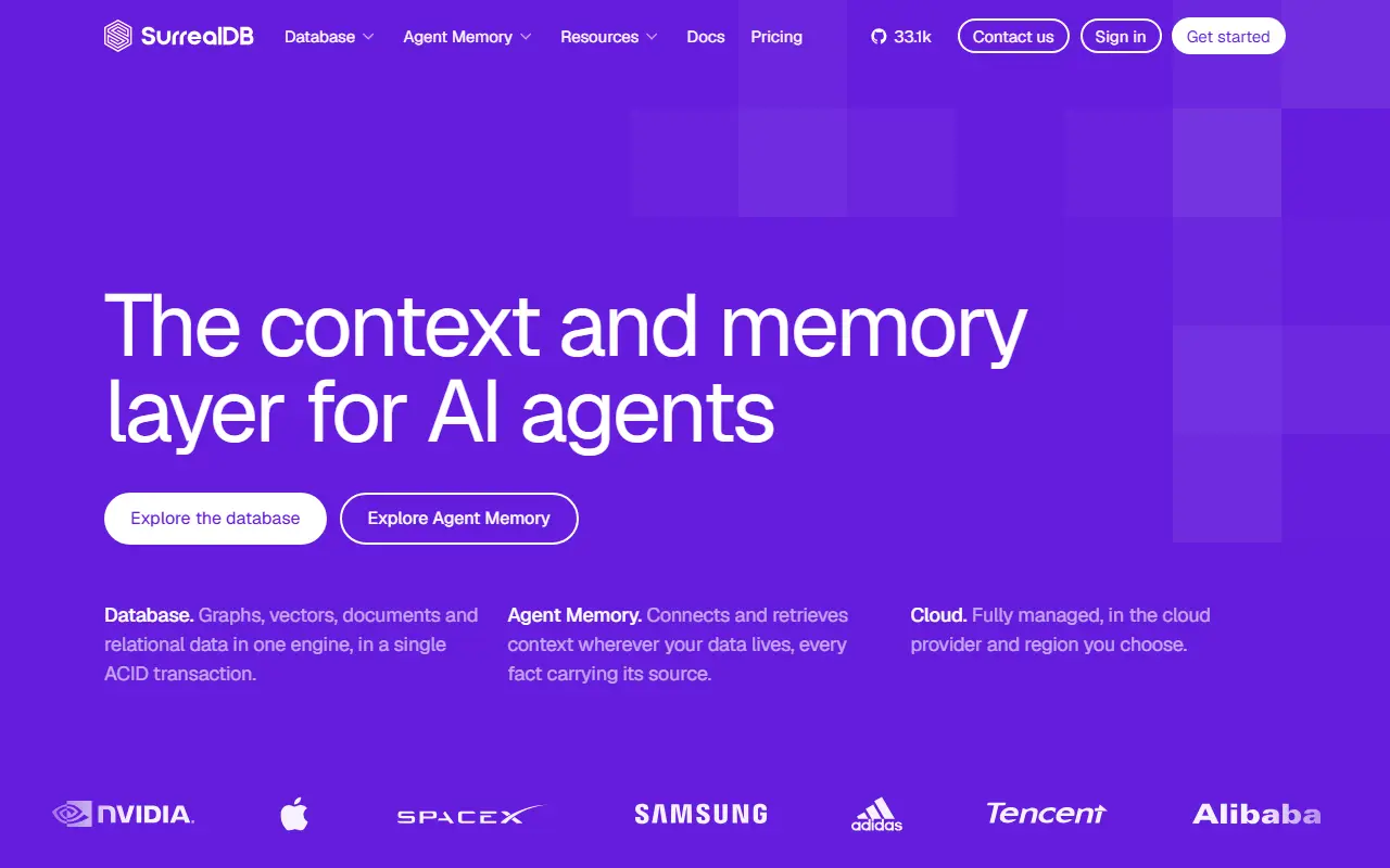 SurrealDB homepage screenshot