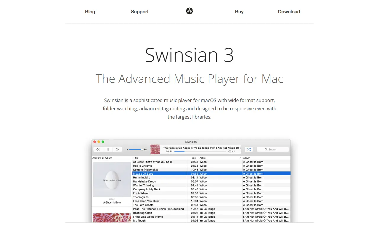 Swinsian homepage screenshot