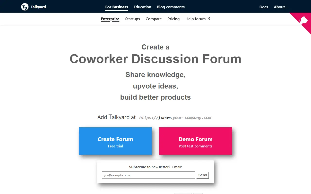 Talkyard homepage screenshot