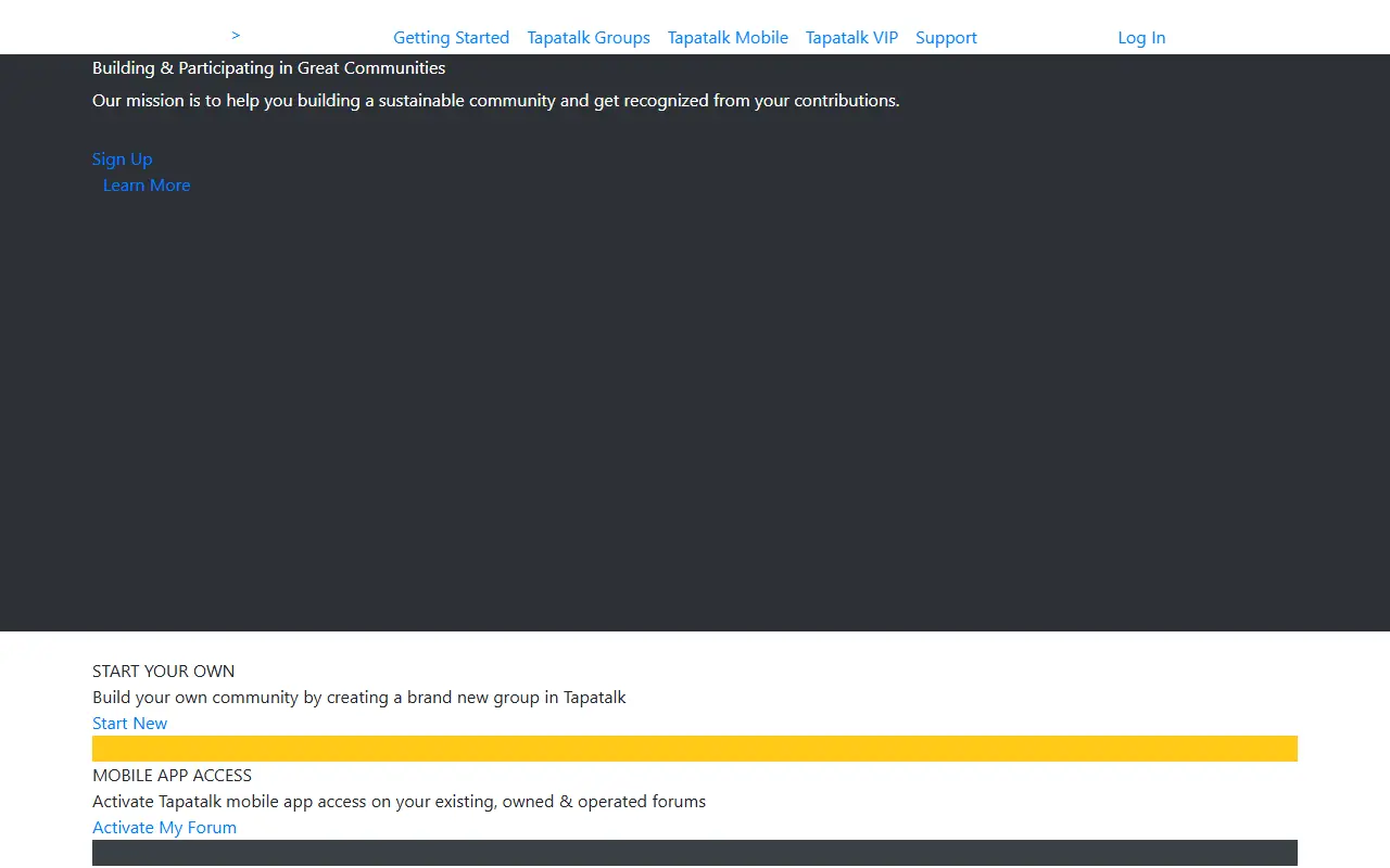 Tapatalk homepage screenshot