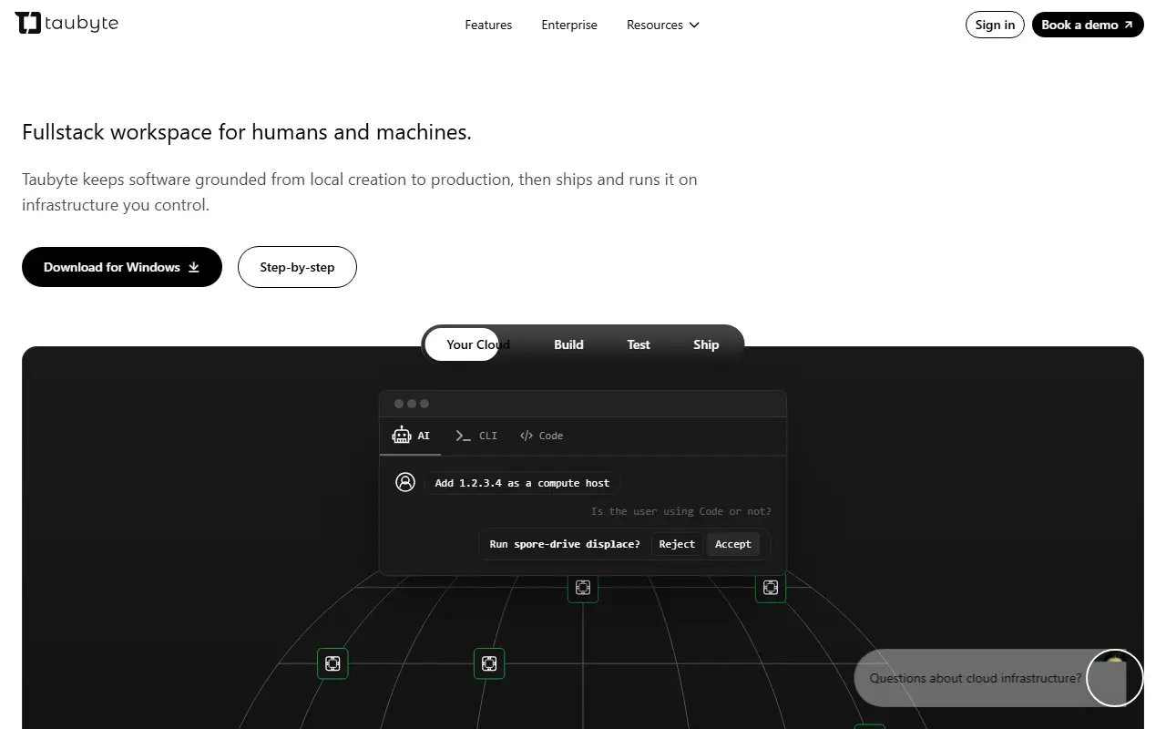 Tau homepage screenshot
