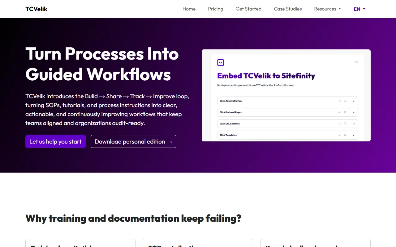 TCVelik homepage screenshot
